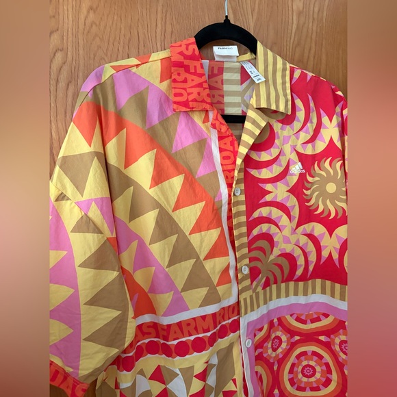 Adidas x Farm Rio Solar Kaleidoscope Pink oversized Top S/M - Picture 8 of 9